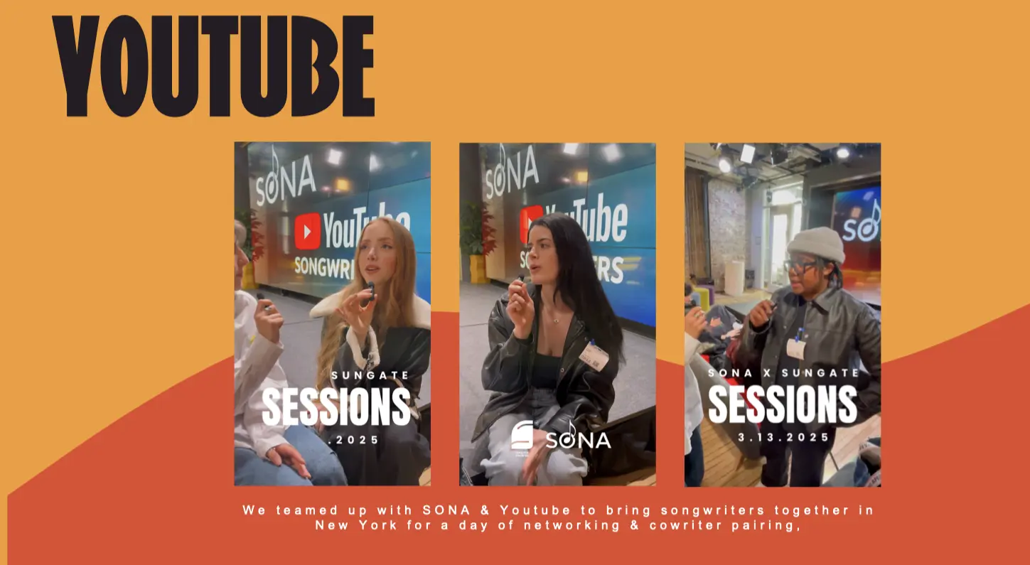 Sungate artists and songwriters participating in sessions at the YouTube offices